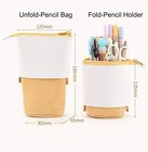 Telescopic Pencil Bag Pen Holder Stationery Case  Pu Corduroy Stand-up Black