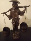Chinese Japanese  Man Bronze Water Carrier Figure Statue 17  Rare Antique Nice