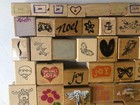 Huge Lot E  Vintage   Modern Wood Rubber Stamp Lot Of 100 Varying Sizes   Manu