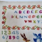Vtg Needlepoint Linen Children Abc   s Woodland Animals Nursery Sampler Primitive