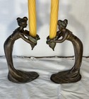 Antique Bronze Maidens 2-candlestick Holders Figural Art Nouveau Signed-pancetta