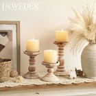 Wood Pillar Candle Holder  Rustic Distressed White Candle Stand Rustic White