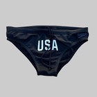 H e arts Team Usa Logo Custom Print Speedo Men Black Swim Brief Size 34 36 38