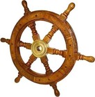 24  Vintage Antique Wooden Ship Wheel Wall Decoration With Brass Center Hub Deco