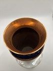 Vintage Turkish Gullstan Copper Vase With Blue Enamel Finish And Floral Motifs