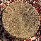 Large Round Woven Wicker Lidded Storage Basket Bin  Brown  Vintage  12 Inch