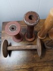Set 6 Antique Vintage Color Metal End Wooden Industrial Textile Bobbins Spools