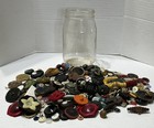 Vintage Buttons In Glass Jar Weighs 1 Lb 13oz Crafting Sewing