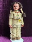 Rare Large Antique German 13    Native American Indian Bisque Head Doll Cloth Body