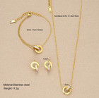 4pcs Gold Stainless Steel Jewelry Set Necklace Bracelet Earrings Roman Circles