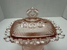 Vtg Indiana Glass Pink Depression Glass Lidded Footed Compote Candy Box