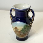 Ansonia  Connecticut Ct Antique Library  Souvenir China Cobalt Blue Vase