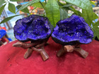 Purple Geode Pair Geode Crystal Quartz Druze Specimen Morocco Geode Half 3   -4   