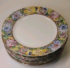 Japanese Porcelain Ware Plates Luncheon Acf Hand Painted Hong Kong 8  Lot Of 7
