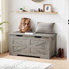 Wooden Storage Chest Bench With Safety Hinge  Flip Top Blanket Chest Trunks Toy