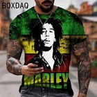 Oversized Men s T-shirt Cool Rock Bob Marley Print Tops Summer O-neck Short Slee