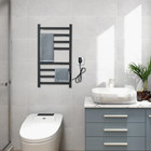 8-bar Towel Warmer Rack With Fast Heating Electric Towel Drying Plug-in Black