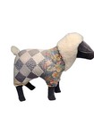 Handmade Primitive Stuffed Woolly Sheep patchwork folk Art farmhouse country