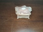 Vintage Pink Marbled Incolay Hinged Trinket Box White Doves 4 5 x 4  Usa