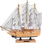 Handmade 9 4  Tall Wooden Sailing Boat Model Mini Yacht Model Decor Vintage Naut