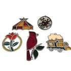 Set Of 5 Stained Glass Ornaments Cardinal Train Flower Candy Cane Lamp