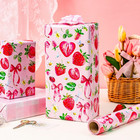 Strawberry Wrapping Paper Roll  Cute Bow Gift Wrap  Strawberries  Floral  Butter