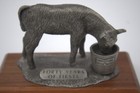1991 Land O Lakes Forty Years Of Firsts Pewter Calf Figurine Wood Base Read Cond