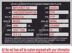 Custom Engraved Aluminum Car Hauler Semi Trailer Id Serial Tag Data Plate 14line
