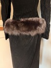 Vtg Victor Costa 1980s Rare Blk Velvet Ls Dress With Fur Trim Made In Usa Formal