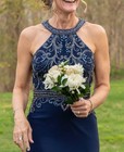 Gorgeous Navy Jeweled Gown- Perfect For Wedding  Prom Or Gala 