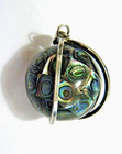 Vintage 80s Sterling Silver World Globe Orb Chime Bell 1  Large Ball Pendant