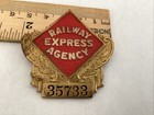 Original Vintage Railway Express Agency Badge Pin  35733 Brass Enamel 1920s