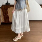 Women s Casual Solid Color Ruffles Maxi Skirt Elastic Waist A Line Light Yellow