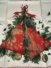 Vintage Christmas Bell Linen Towel Unused 