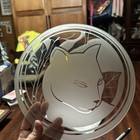 Vintage Frosted Clear Etched Silhouette Cat Plate Or Serving Dish