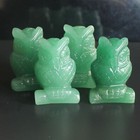 Carved Gemstone Crystal Quartz Owl Statue Figurine Animal Carving Home Decor