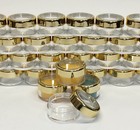 100 Pack Empty Cosmetic Jars 10g Plastic Containers Gold Trim Lids Travel 3012