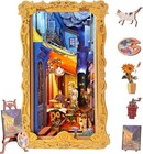 Rolife Starry Night Caf   Diy Book Nook Kit 3d Wooden Miniature Bookshelf Insert