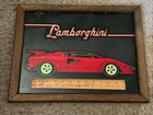Vintage 1980 s Framed Art - Lamborghini Countach Carnival Glass Glitter Picture