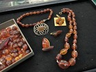 Vintage Big Lot Amber Jewelry And Varying Size Beads