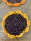 Vintage 70s Crochet Sunflower Coasters Set Of 6 Retro Boho Cotton Mug Rugs 4   