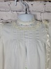 Vintage Little Girls White Dress With Embroidered Floral Design Christening