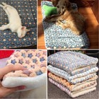 Pet Mat Star Print Cat Dog Puppy Fleece Mattres Cushion Bed Blanket Warm Soft   