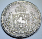 Brazil 1824 960 Reis Struck Over Spanish Colonial 8 Reales Overstruck 8r Coin