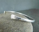 Solid Sterling Silver Cuff Bracelet Hammered Adjustable Bangle 925 Simple Silver