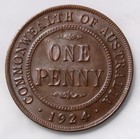 1924  Australia Penny George V Coin Au