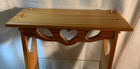18 5      x12       Vtg 80s Heart Design Carved Wood Wall Shelf W glass Inserts