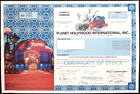     planet Hollywood 1998 Stock Certificate   Casino restaurant   Stallone  Willis
