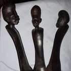 Interlocking African Carved Wood Tripod Display Stand Large  Basket Not Included