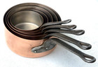 Vintage French Copper Pan Set Of 5 Made In France Stainless Steel Lining 10 6lbs